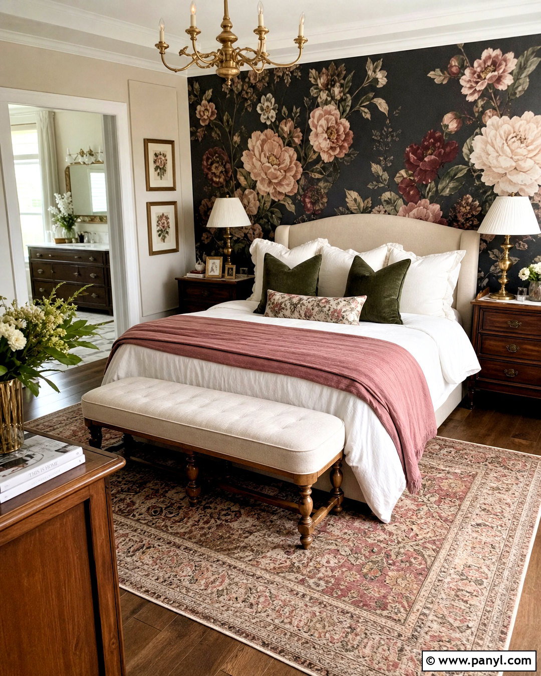 Dark Floral Wallpaper Bedroom - 20 dark accent wall bedroom ideas