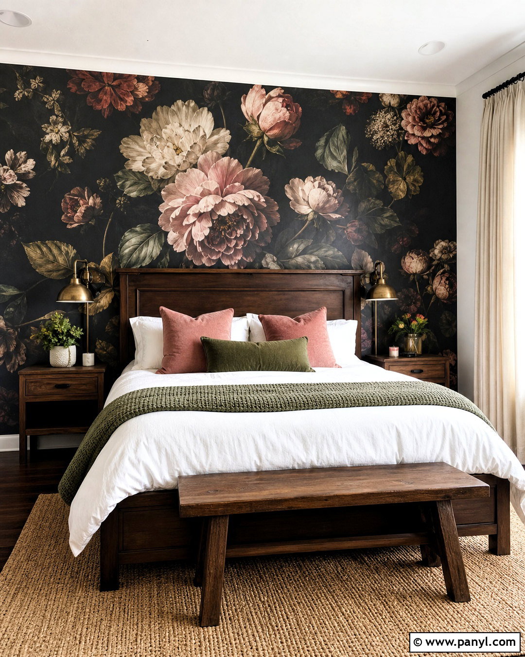 Dark Floral Wallpaper Feature Wall - 20 dark feature wall ideas