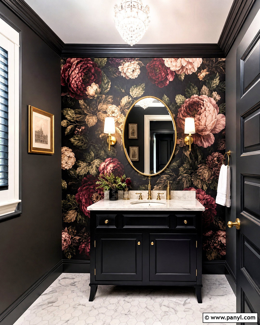 Dark Floral Wallpaper Half Bath Accent Wall - 20 half bath accent wall ideas
