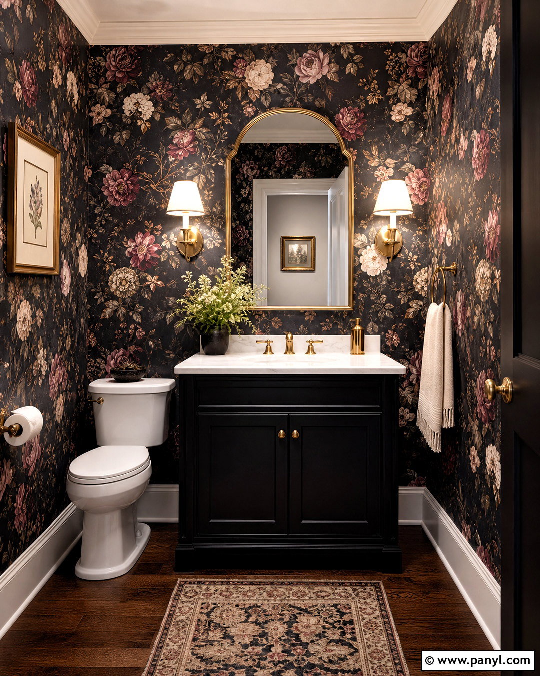 Dark Floral Wallpaper Powder Room - 20 dark powder room ideas