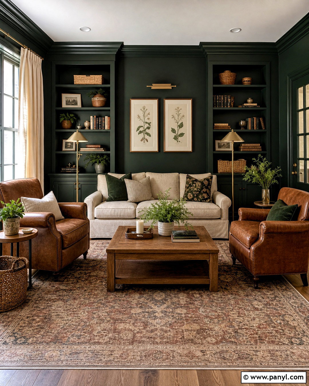 Dark Forest Green Living Room - 20 dark paint living room ideas