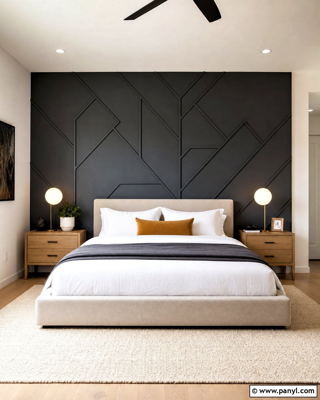 Dark Geometric Accent Wall Bedroom - 20 dark accent wall bedroom ideas