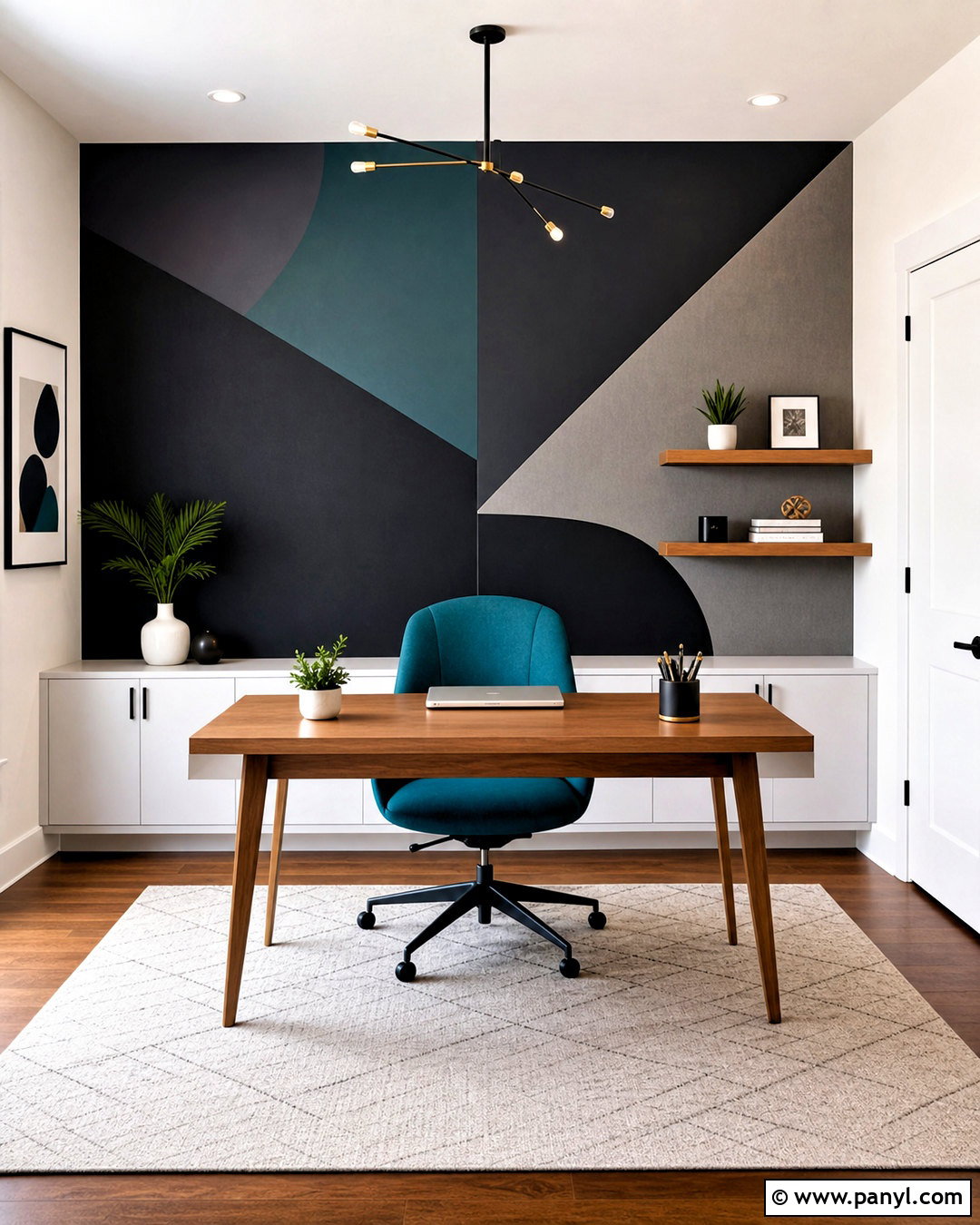Dark Geometric Feature Wall - 20 dark feature wall ideas