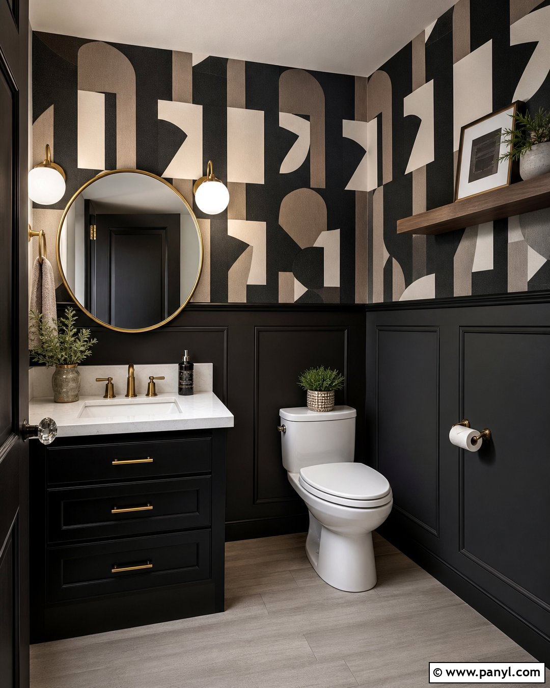 Dark Geometric Wallpaper Bathroom Walls - 30 Dark Bathroom Walls