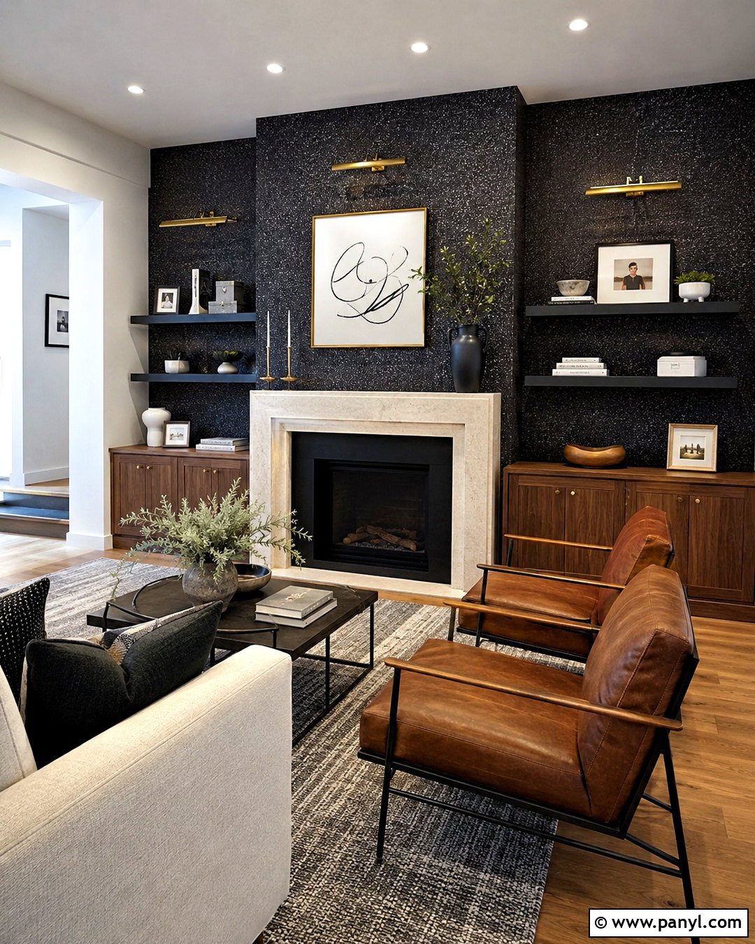 Dark Glitter Wallpaper Fireplace Wall - 20 dark glitter wallpaper ideas