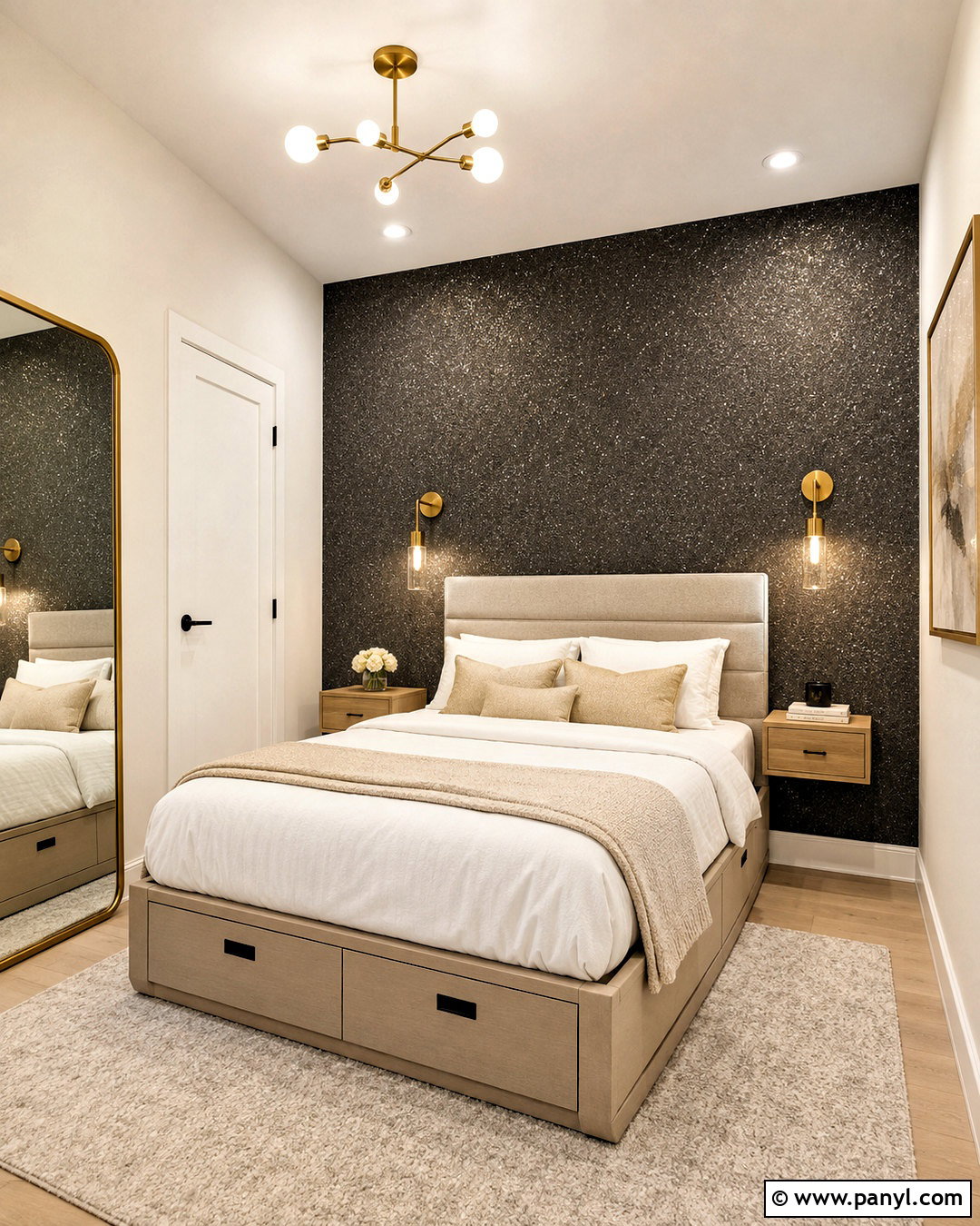 Dark Glitter Wallpaper In A Small Bedroom - 20 dark glitter wallpaper ideas