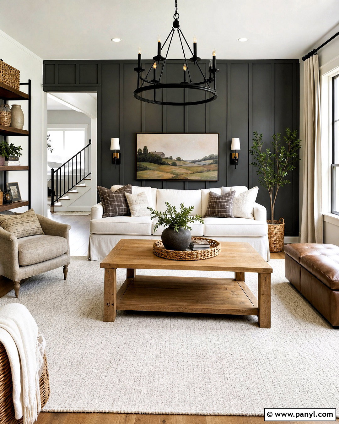 Dark Gray Accent Wall Modern Farmhouse Living Room - 20 dark gray accent wall living room ideas