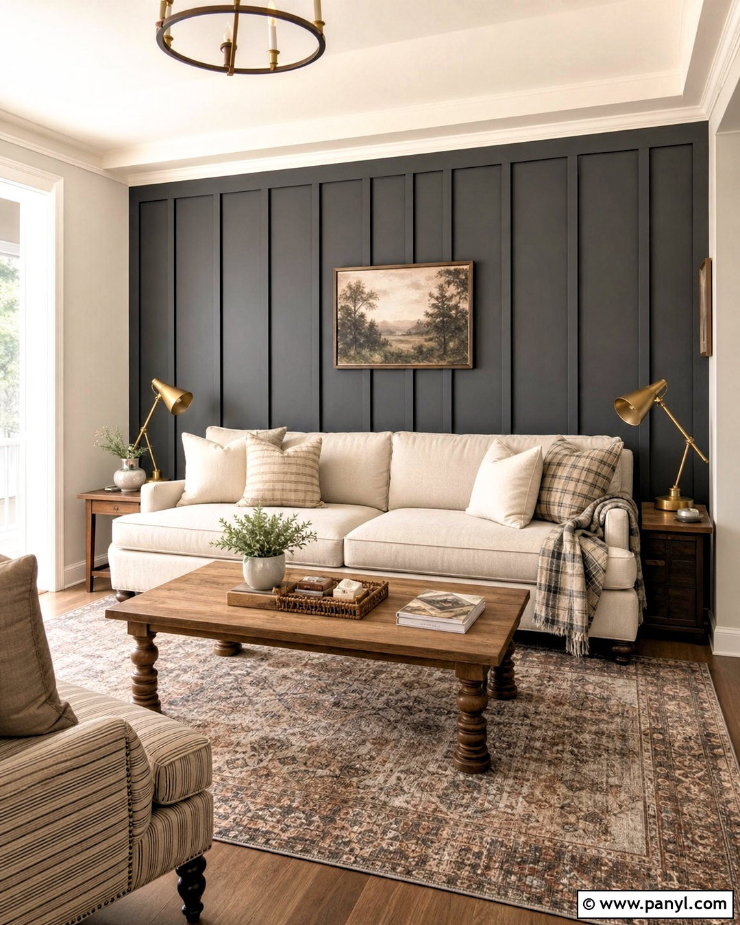 Dark Gray Accent Wall With Board And Batten - 20 dark gray accent wall living room ideas