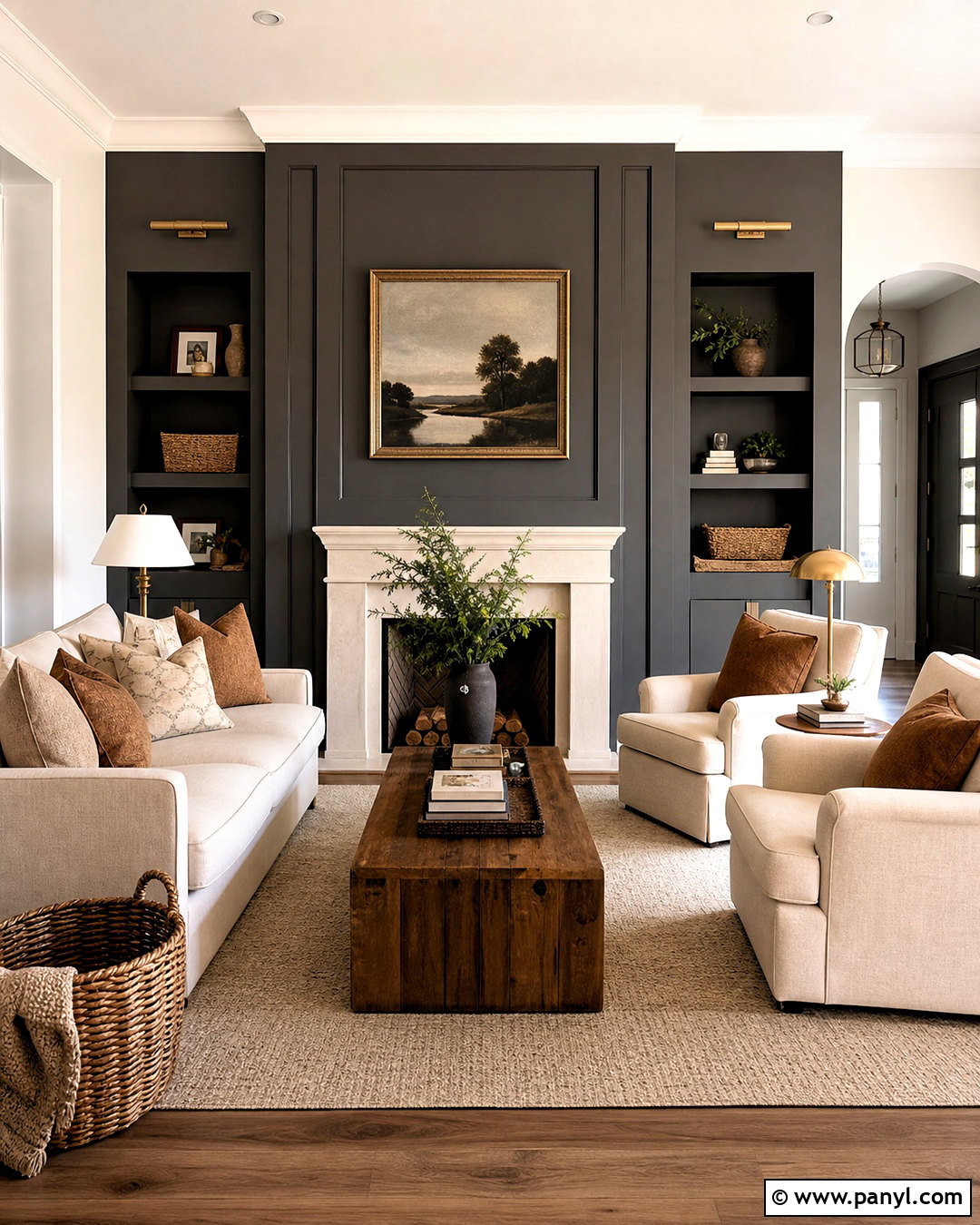 Dark Gray Accent Wall With Fireplace - 20 dark gray accent wall living room ideas