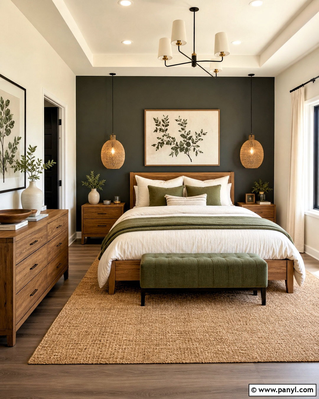 Dark Gray Accent Wall With Sage Green Decor - 20 dark gray accent wall bedroom ideas
