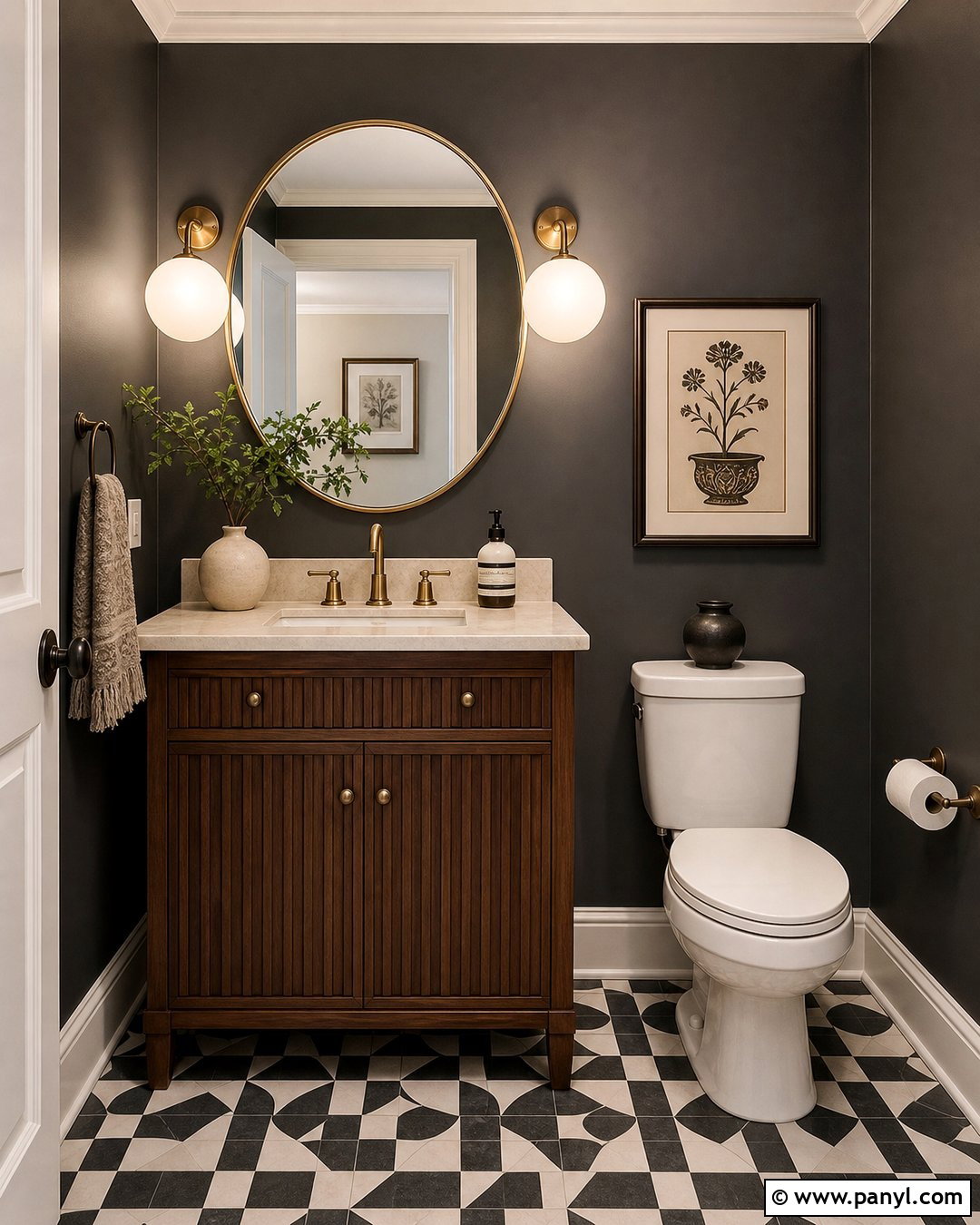 Dark Gray Bathroom Walls In A Powder Room - 25 Dark Gray Bathroom Walls