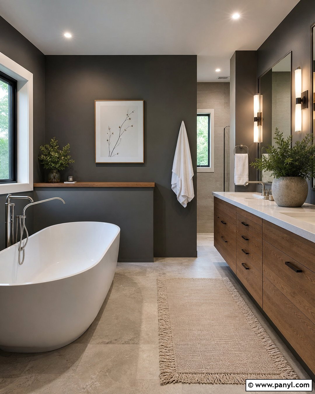 25 Dark Gray Bathroom Walls: Bold Style for a Spa-Like Retreat