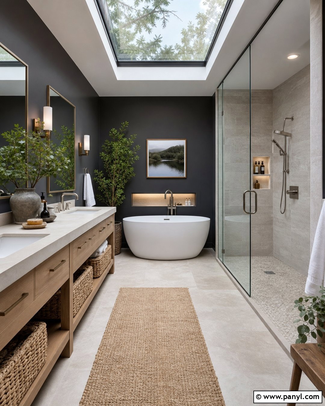 Dark Gray Bathroom Walls With A Skylight - 25 Dark Gray Bathroom Walls