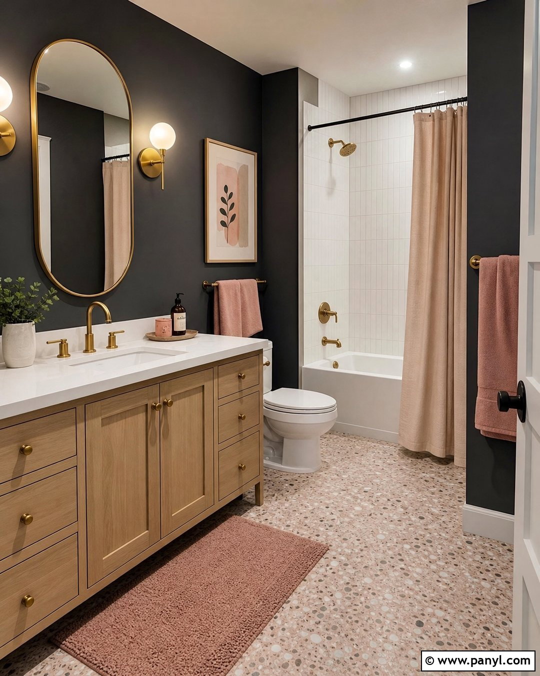 Dark Gray Bathroom Walls With Blush Pink - 25 Dark Gray Bathroom Walls
