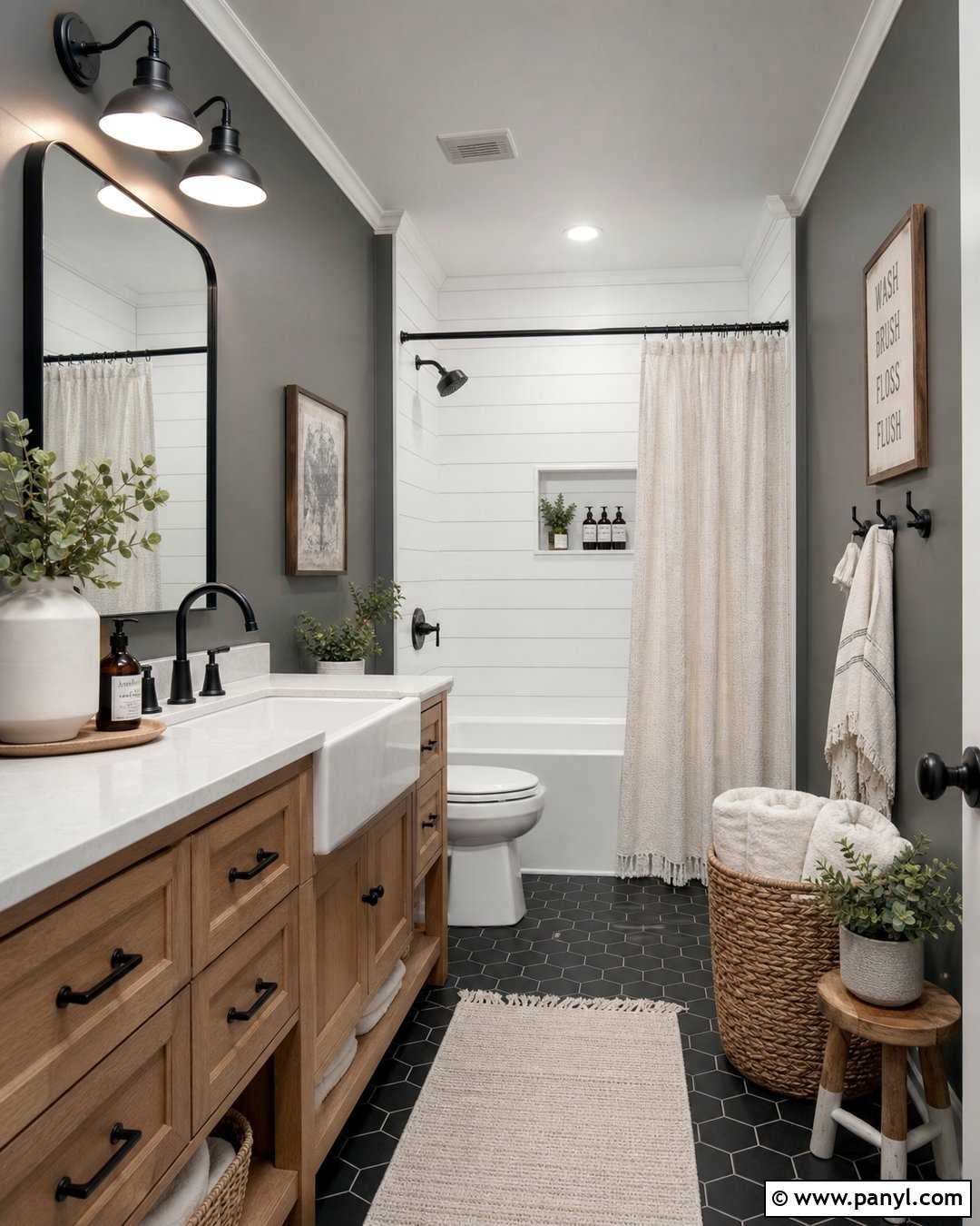 Dark Gray Bathroom Walls With Farmhouse Decor - 25 Dark Gray Bathroom Walls