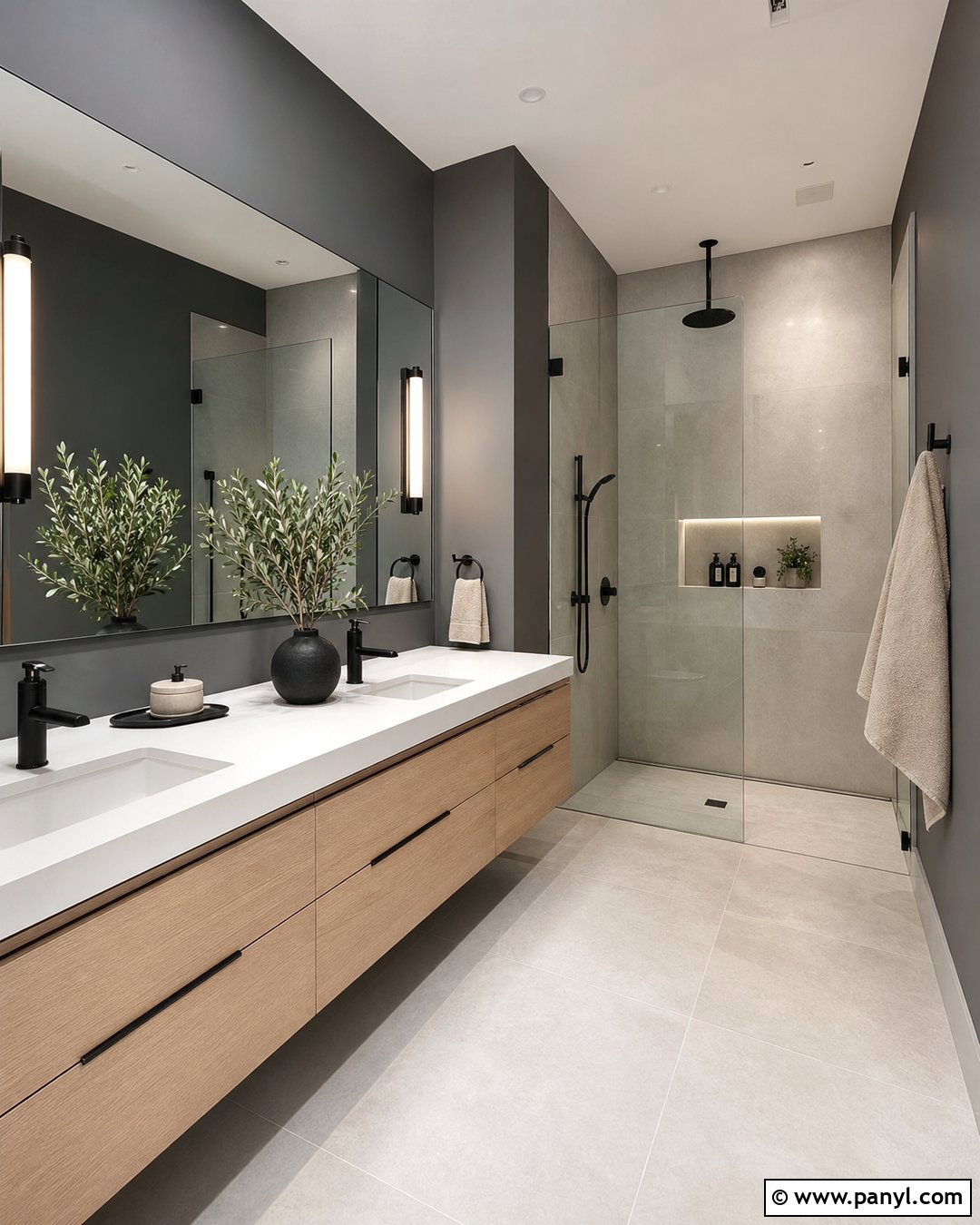Dark Gray Bathroom Walls With Modern Decor - 25 Dark Gray Bathroom Walls