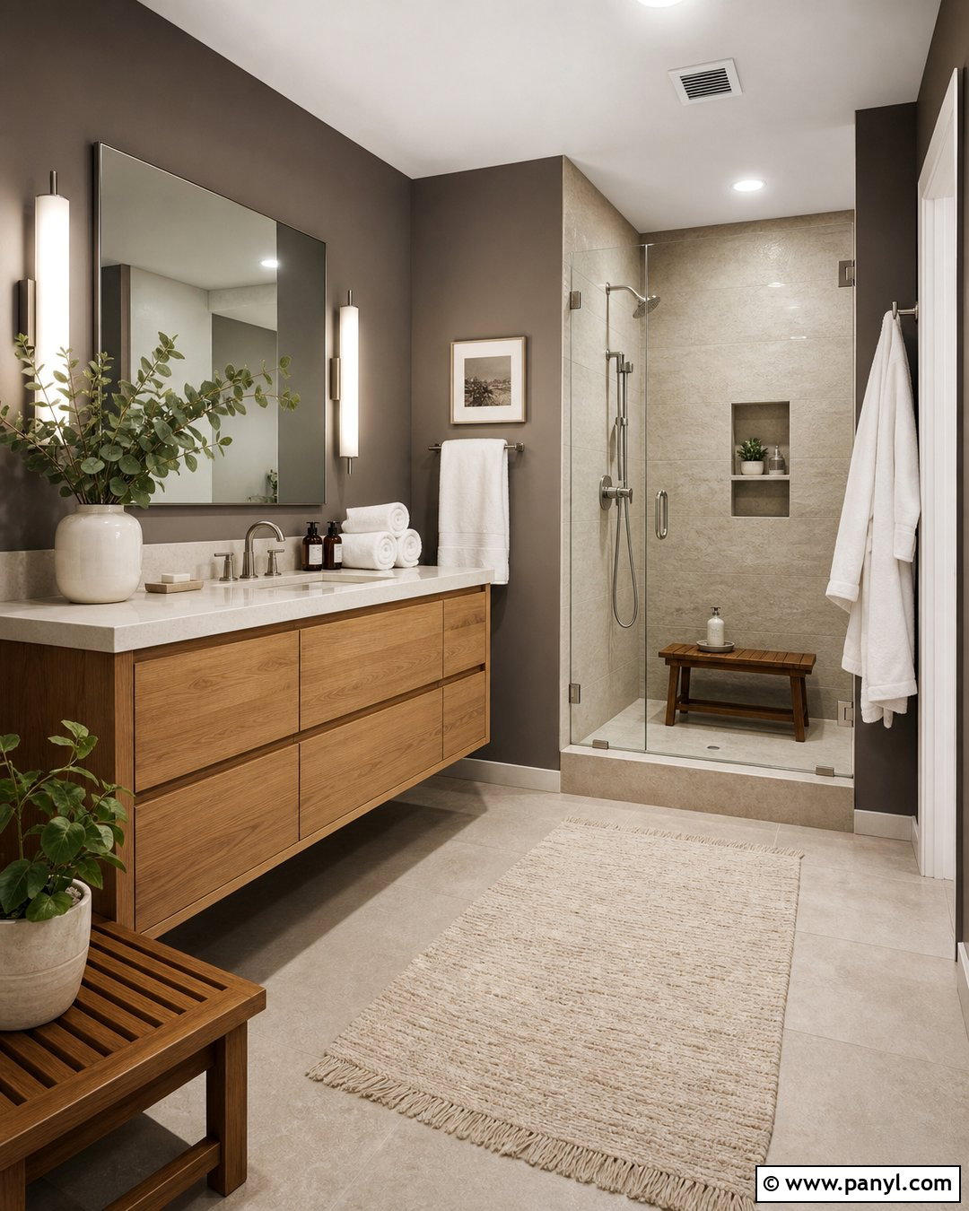 Dark Gray Bathroom Walls With Spa Decor - 25 Dark Gray Bathroom Walls