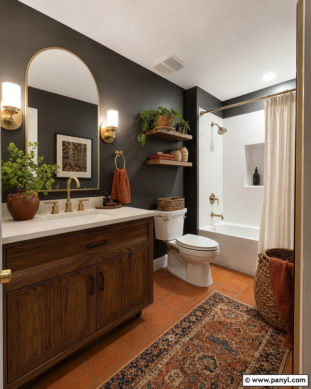 Dark Gray Bathroom Walls With Terracotta - 25 Dark Gray Bathroom Walls
