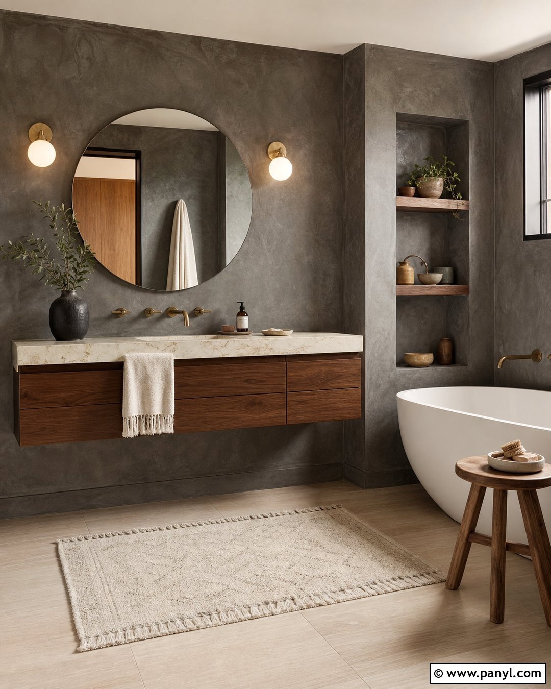 Dark Gray Bathroom Walls With Textured Plaster - 25 Dark Gray Bathroom Walls