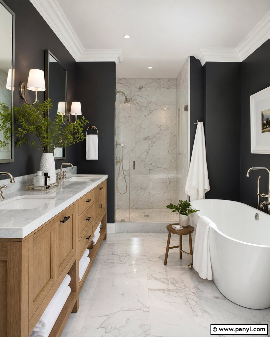 Dark Gray Bathroom Walls With White Marble - 25 Dark Gray Bathroom Walls