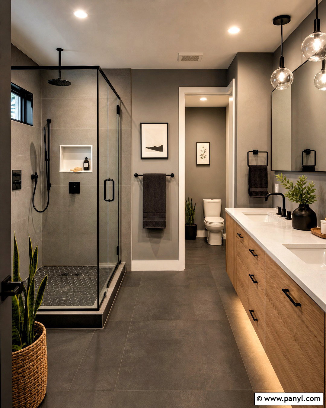 Dark Gray Bathroom With Black Fixtures - 20 dark gray bathroom ideas