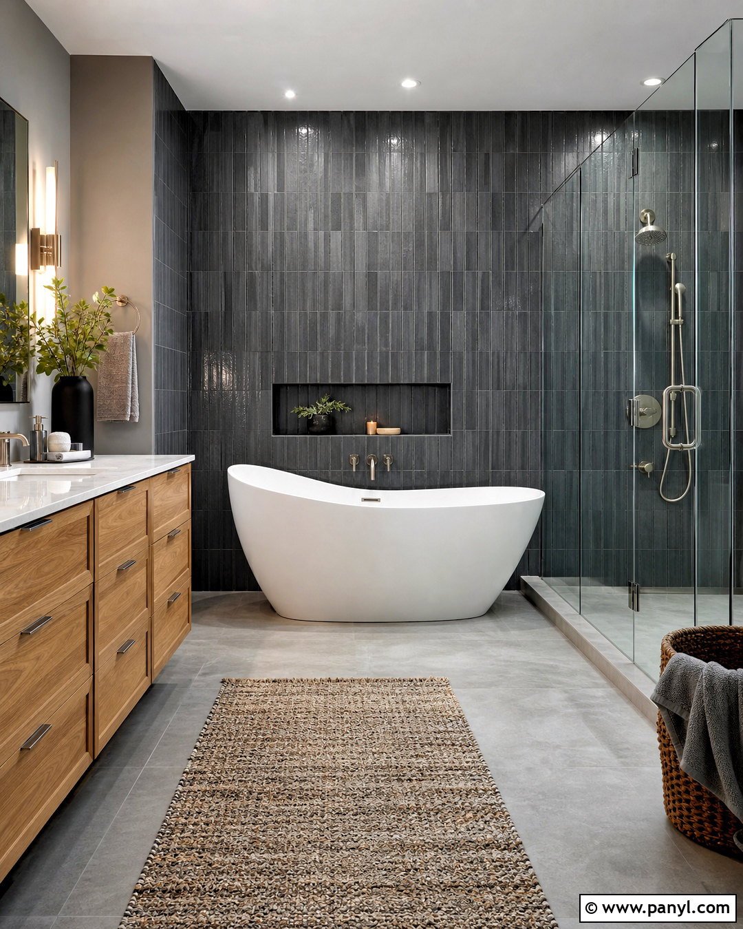 Dark Gray Bathroom With Freestanding Tub - 20 dark gray bathroom ideas