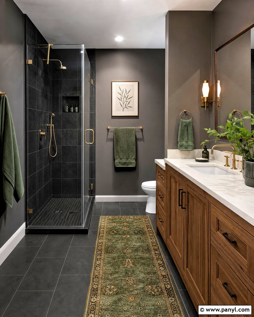 Dark Gray Bathroom With Green Accents - 20 dark gray bathroom ideas