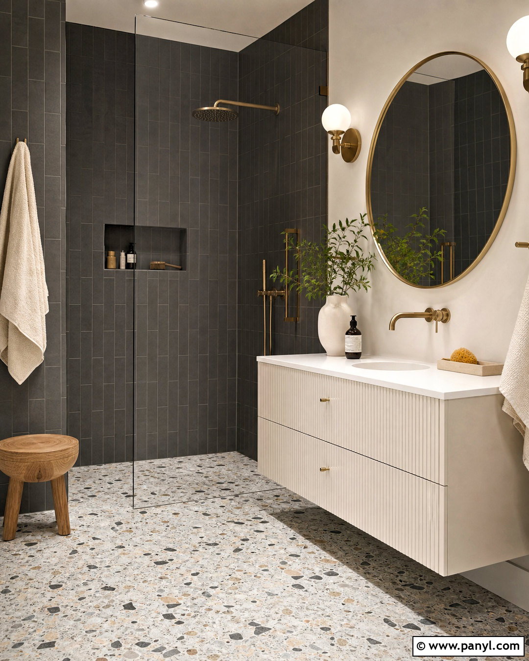 Dark Gray Bathroom With Terrazzo Floor - 20 dark gray bathroom ideas