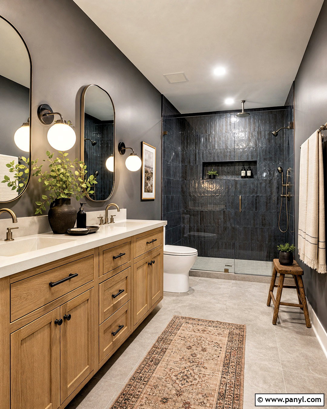Dark Gray Bathroom With White Oak - 20 dark gray bathroom ideas