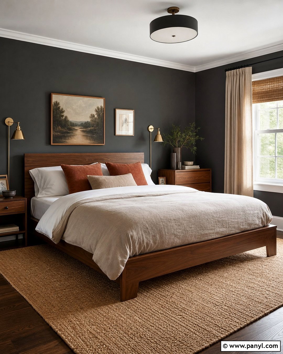 Dark Gray Bedroom Walls With Wood Furniture - 35 Gray Bedroom Walls