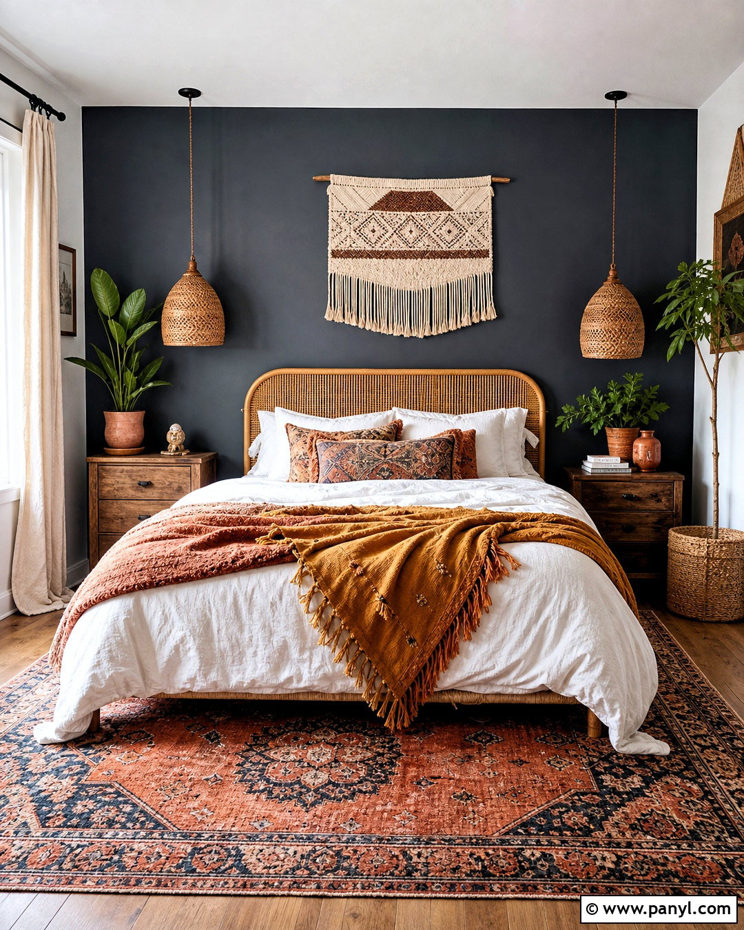 Dark Gray Boho Bedroom - 20 dark gray accent wall bedroom ideas