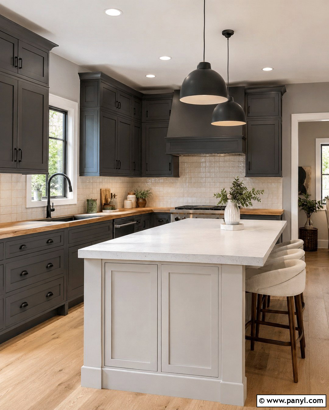 Dark Gray Cabinets With Butcher Block Counters - 20 Light Gray Walls Dark Gray Cabinets