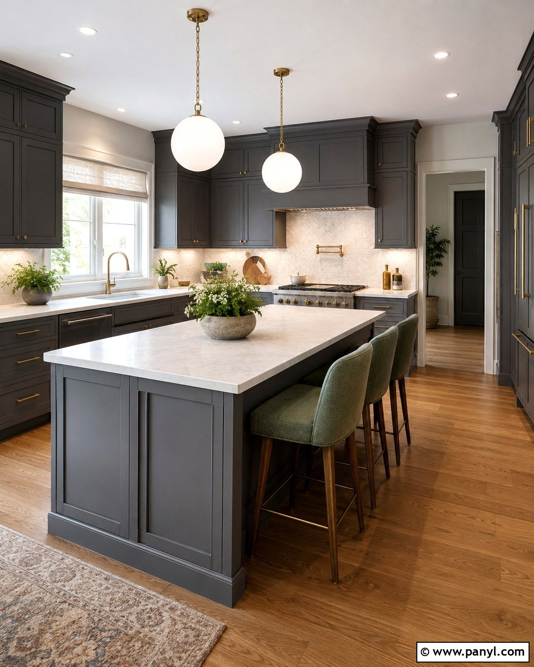 Dark Gray Cabinets With Green Accents - 20 Light Gray Walls Dark Gray Cabinets