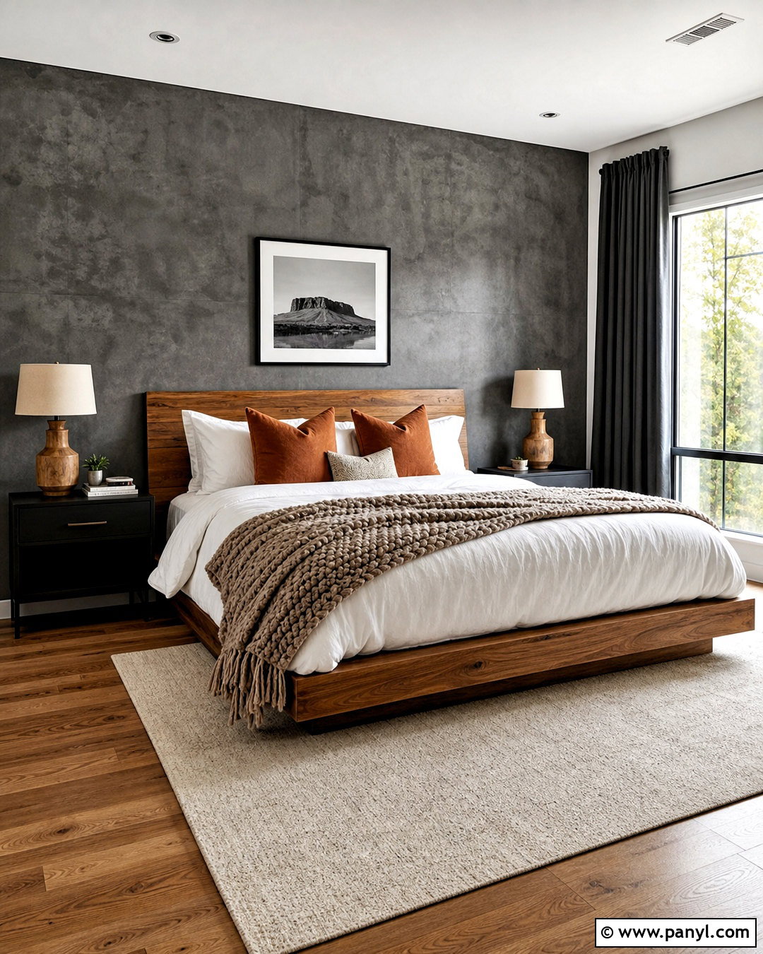 Dark Gray Concrete Accent Wall Bedroom - 20 dark accent wall bedroom ideas