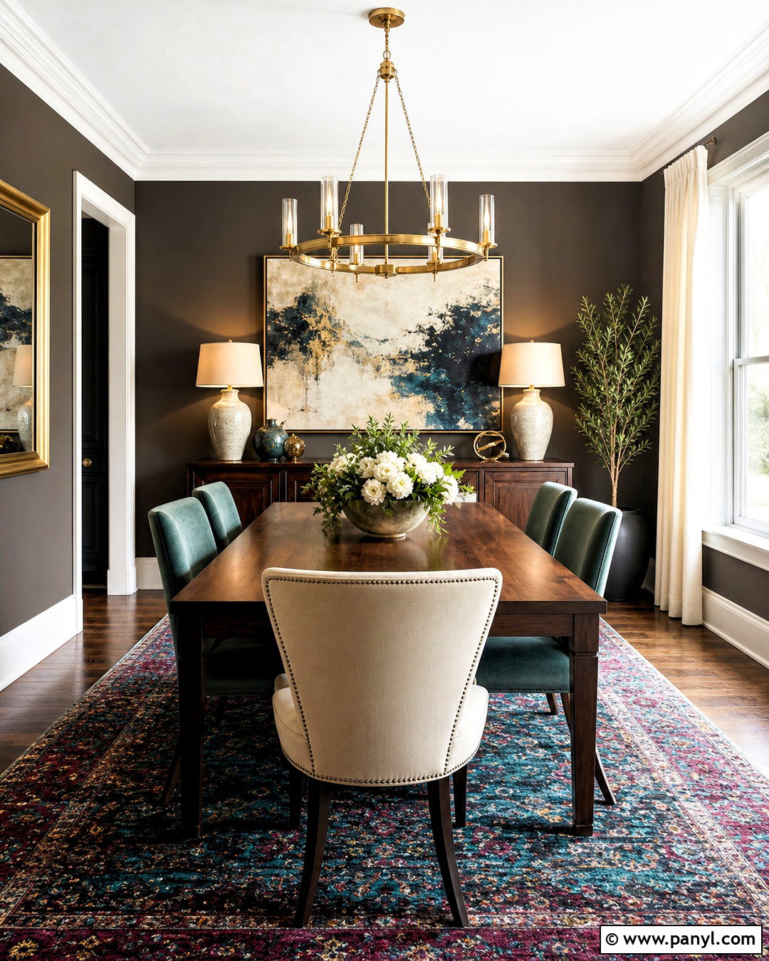 Dark Gray Dining Room With Walnut Furniture - 20 dark gray room ideas