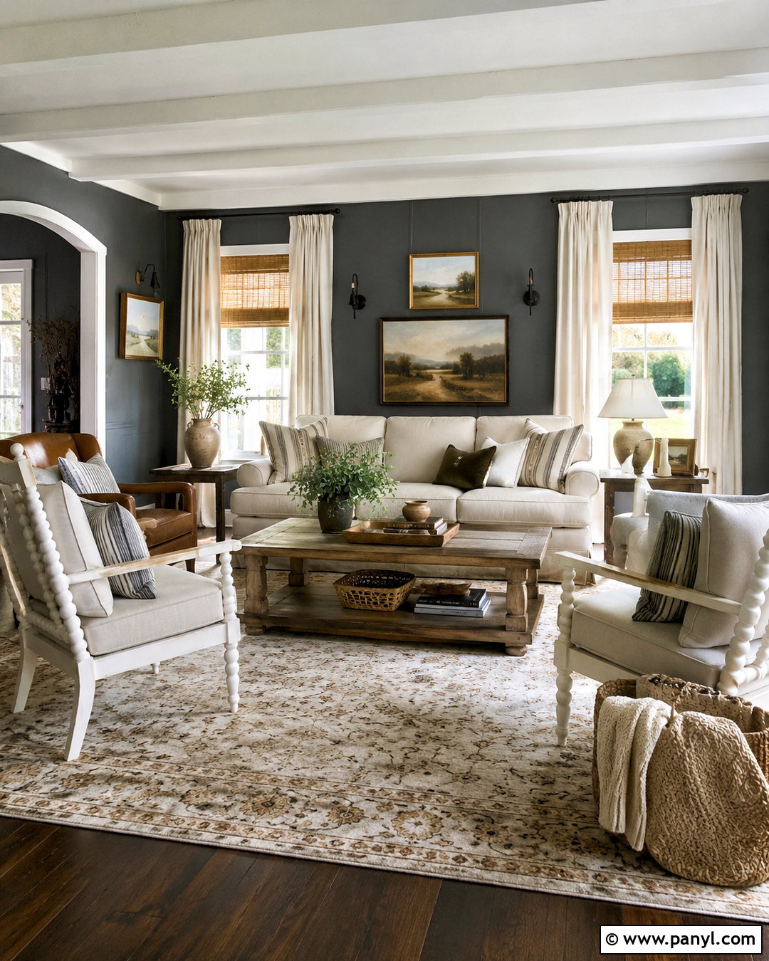 Dark Gray Farmhouse Living Room - 20 dark wall living room ideas