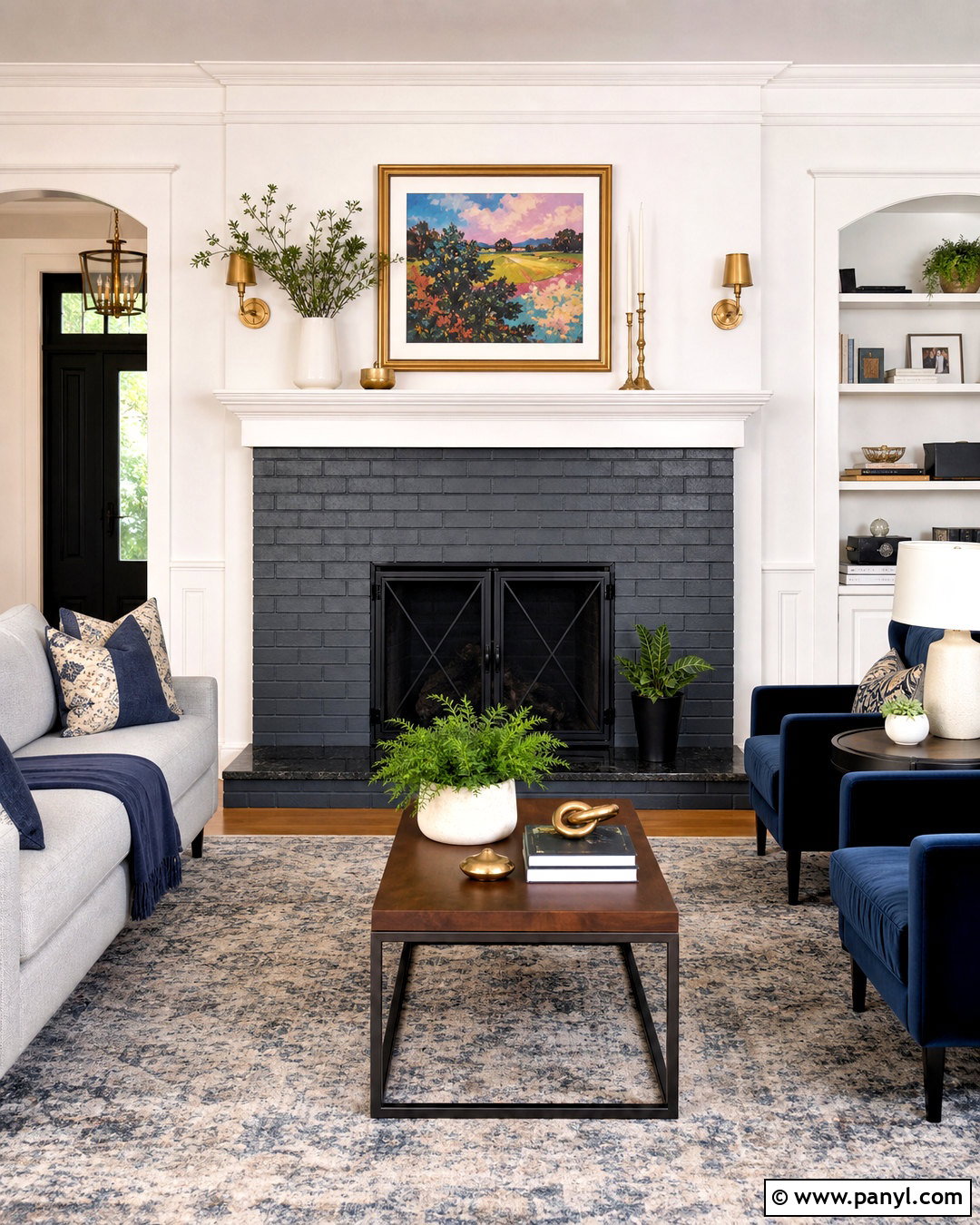 Dark Gray Fireplace With White Mantel - 20 gray fireplace brick painted ideas