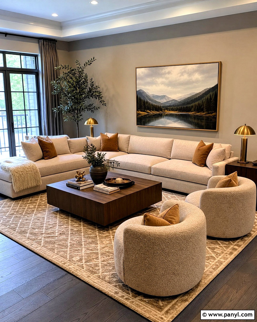 Dark Gray Floors With Beige Sofa - 20 dark gray floors living room ideas