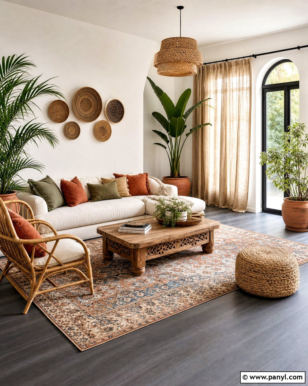 Dark Gray Floors With Boho Decor - 20 dark gray floors living room ideas
