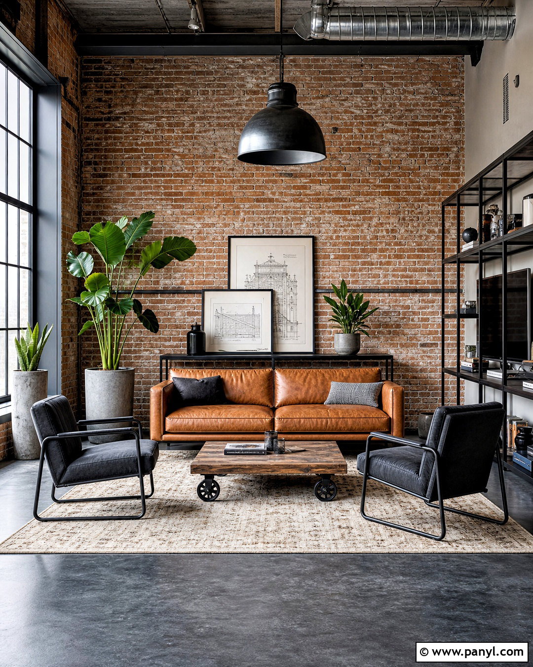 Dark Gray Floors With Industrial Decor - 20 dark gray floors living room ideas
