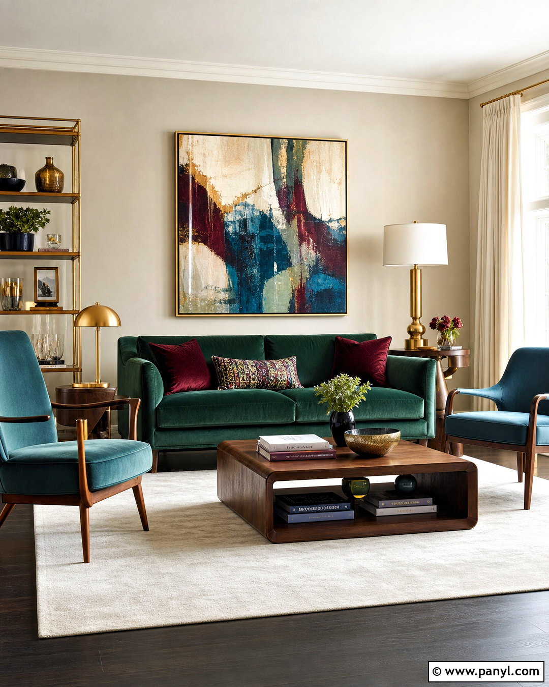 Dark Gray Floors With Jewel Tone Furniture - 20 dark gray floors living room ideas