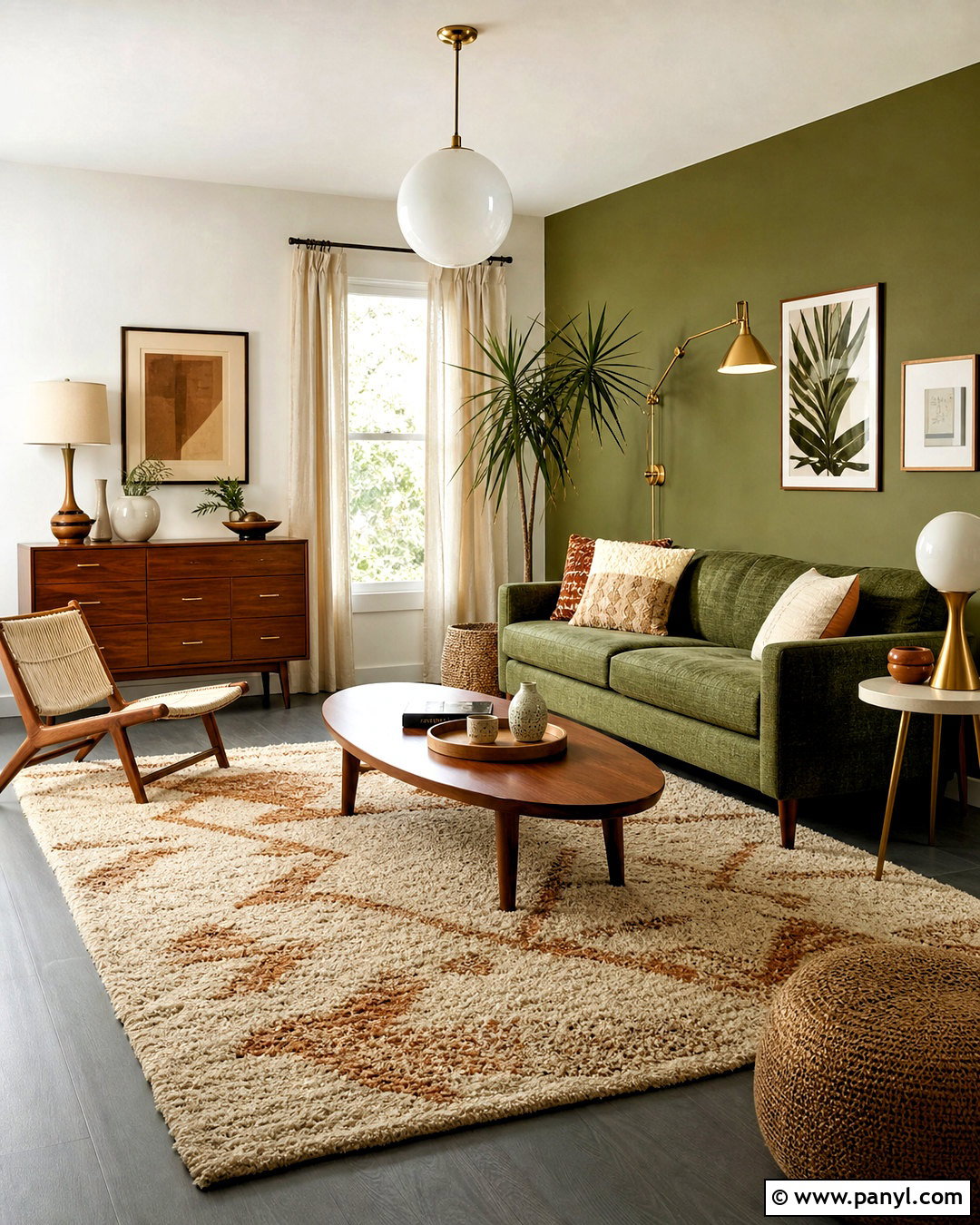 Dark Gray Floors With Midcentury Furniture - 20 dark gray floors living room ideas