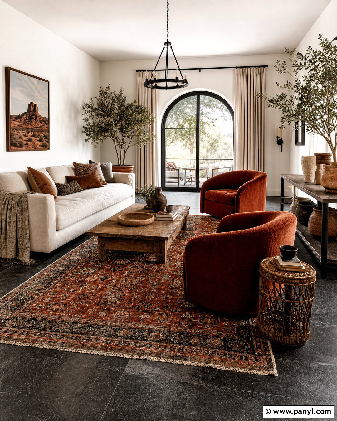 Dark Gray Floors With Terracotta Accents - 20 dark gray floors living room ideas