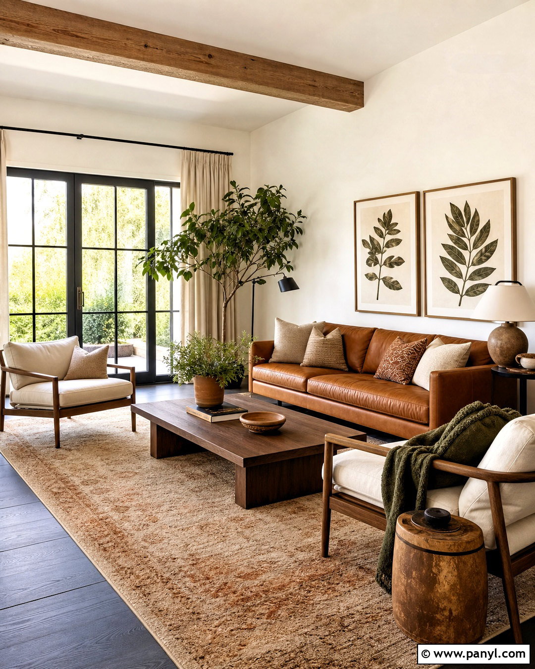 Dark Gray Floors With Warm Wood Furniture - 20 dark gray floors living room ideas