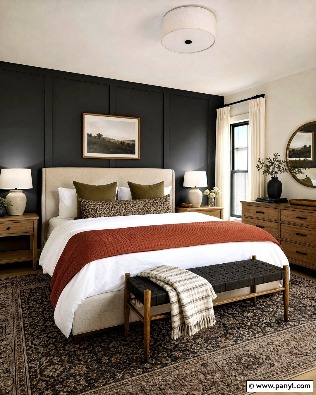 Dark Gray Guest Room With Terracotta - 20 dark gray room ideas