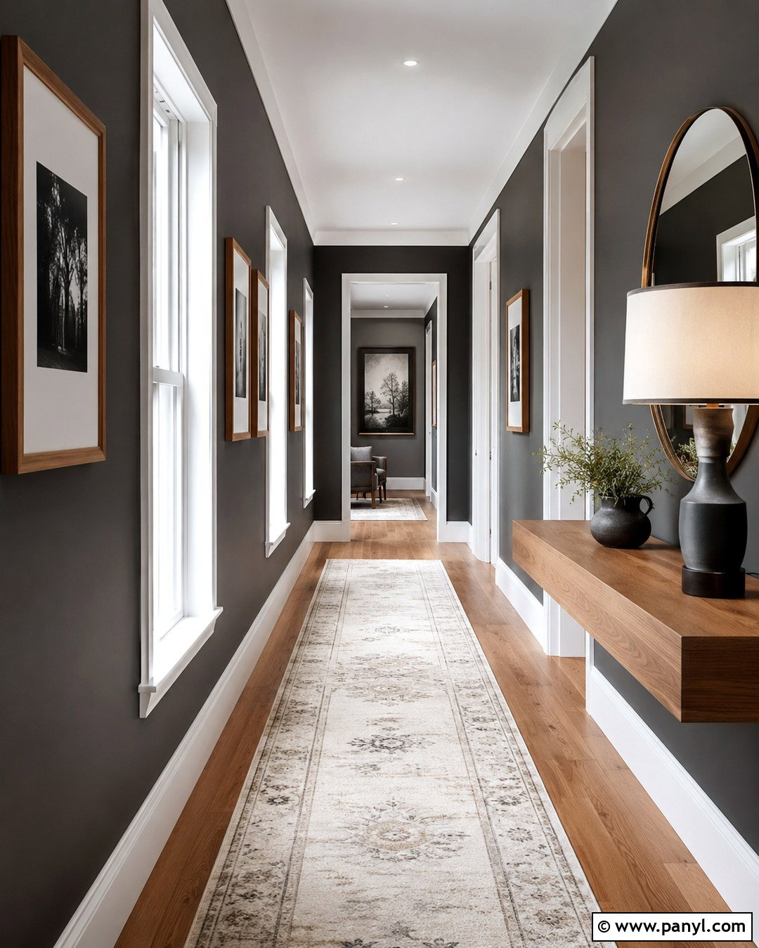 Dark Gray Hallway With White Windows - 20 Dark Walls With White Windows