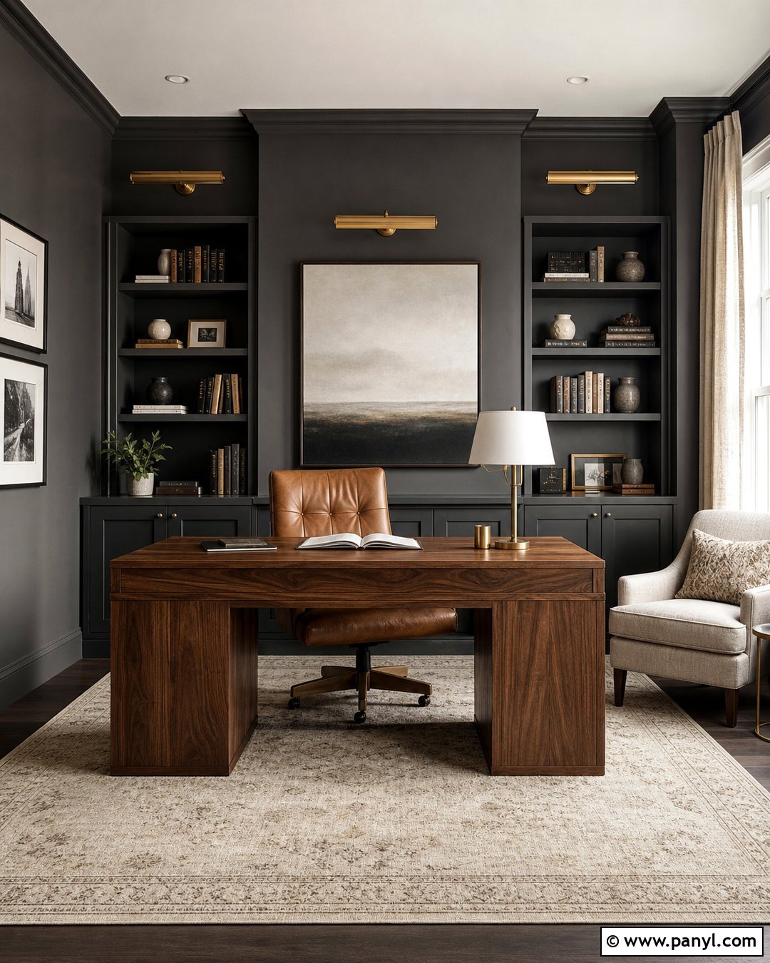 Dark Gray Home Office - 25 Wall Paint Gray Ideas