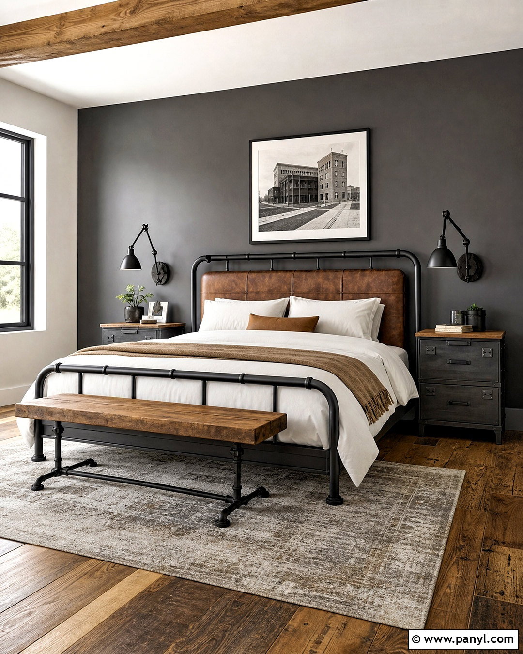 Dark Gray Industrial Bedroom - 20 dark gray accent wall bedroom ideas