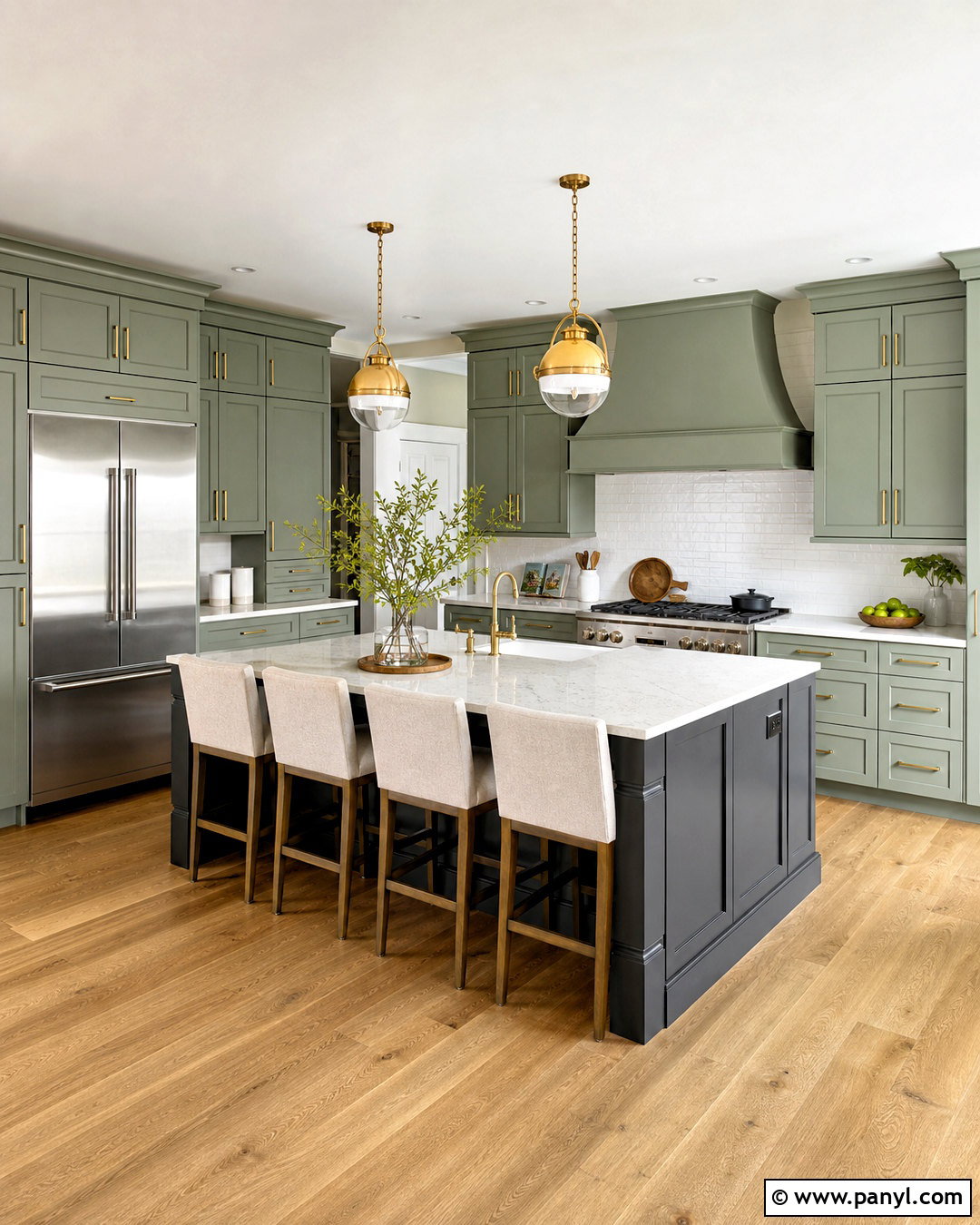 Dark Gray Island With Sage Green Cabinets - 20 sage green and grey kitchen ideas