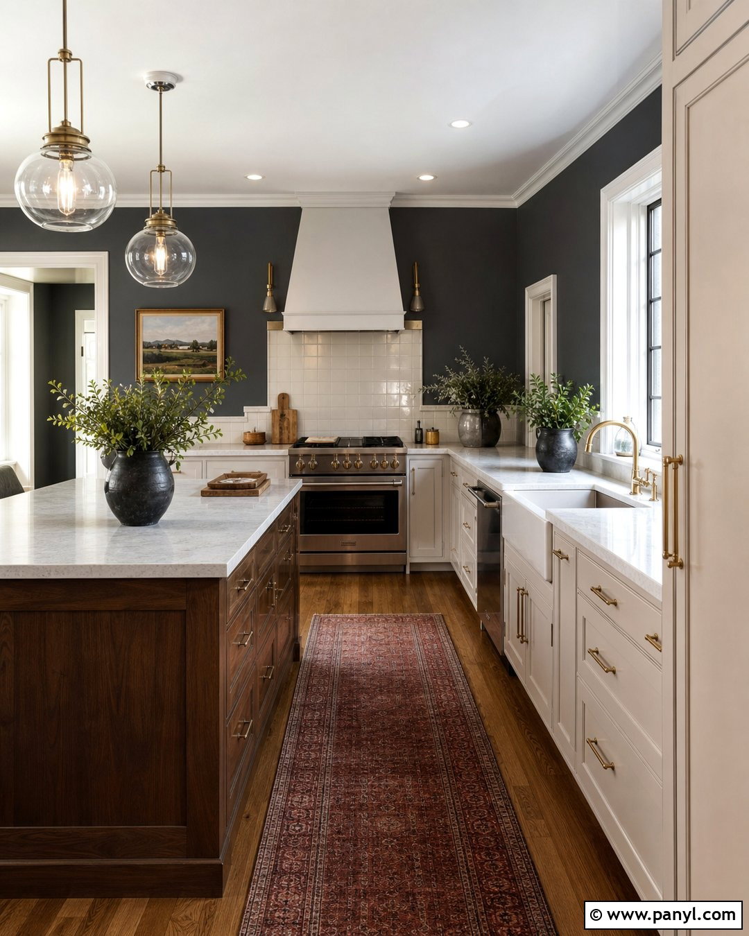 Dark Gray Kitchen Walls With Cream Cabinets - 20 Best Gray Kitchen Wall Color Ideas